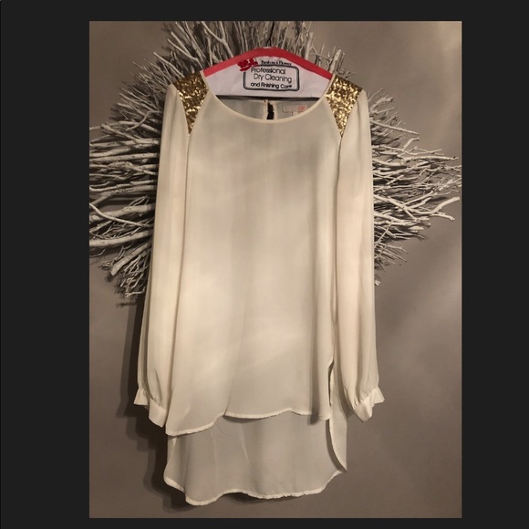 Gianni Bini gold sequin tunic blouse - Picture 1 of 3